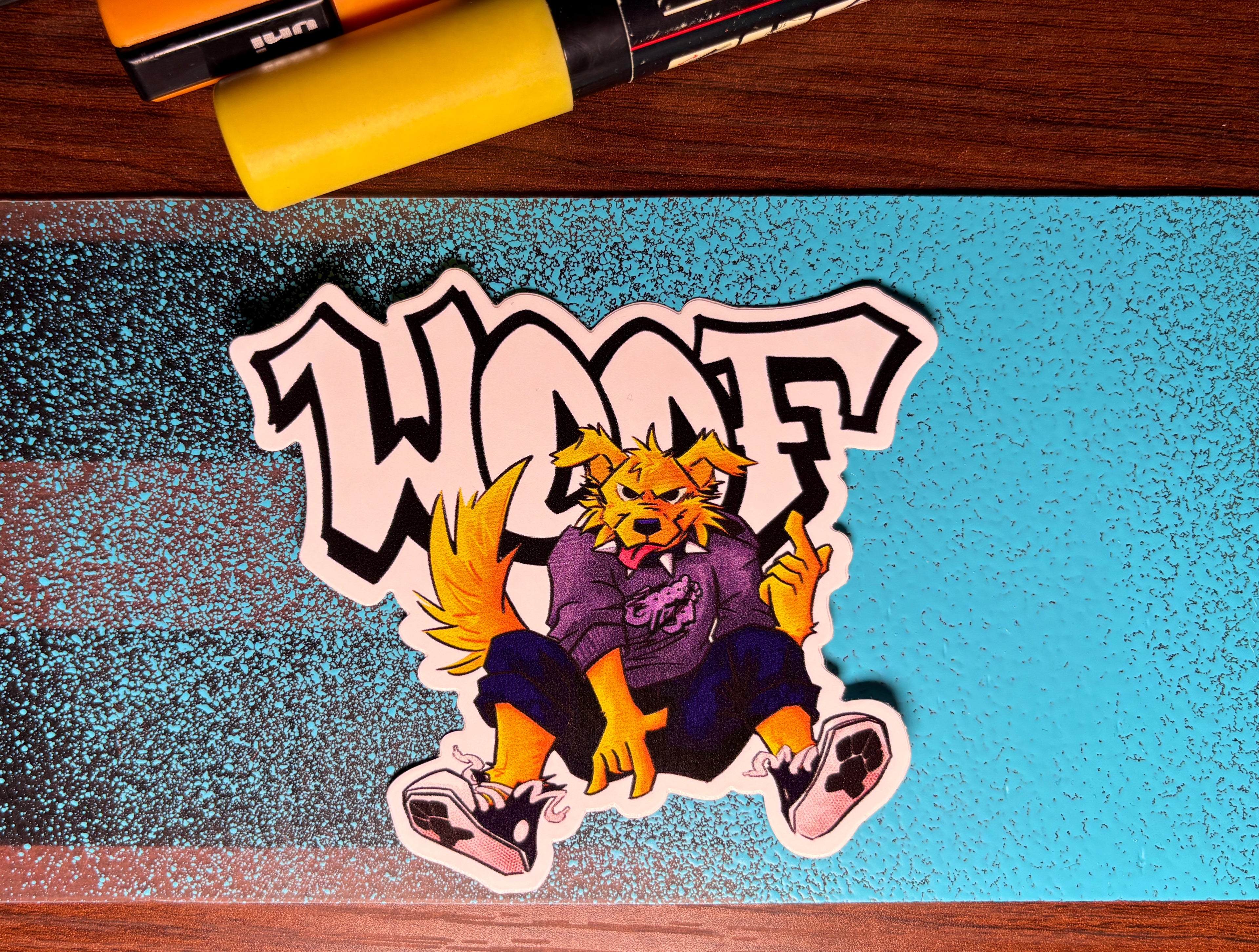Woof -Large Vinyl Sticker (color)